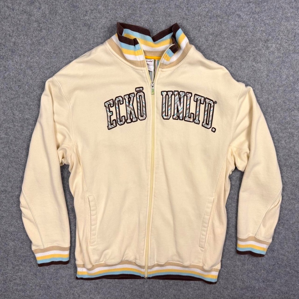mens Vintage Ecko Unlimited zipup cream L